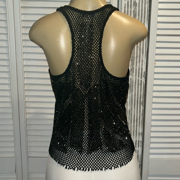 Parker Black and Gold Beaded Silk Sequin Top Size Small - Picture 3 of 9
